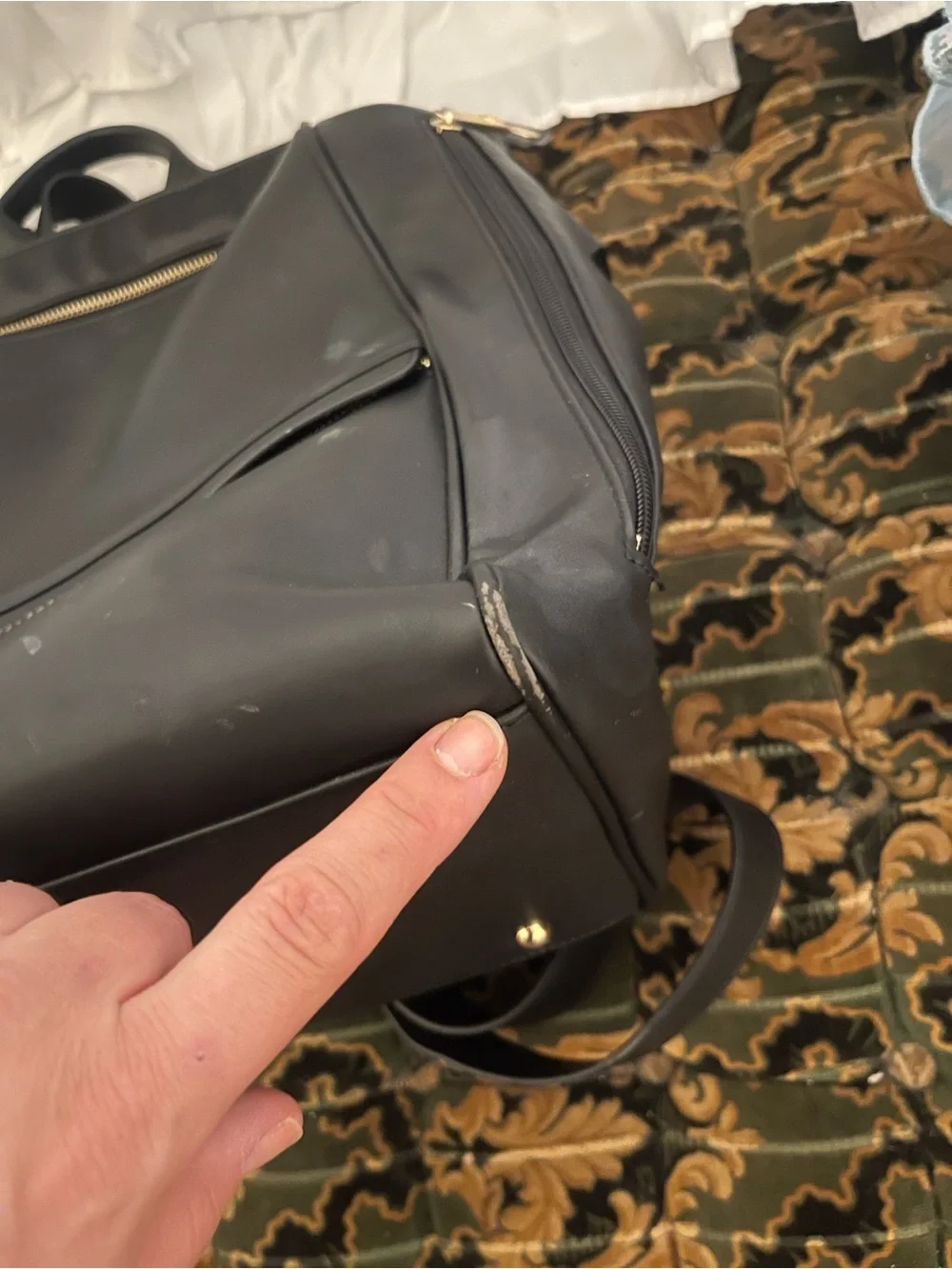 Mia + Sophia Black Faux Leather Backpack Tote